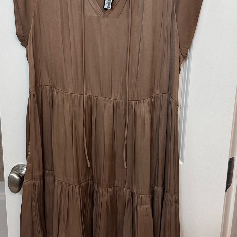 Brown/Gold V-Neck Sleeveless Sundress for Cocktail